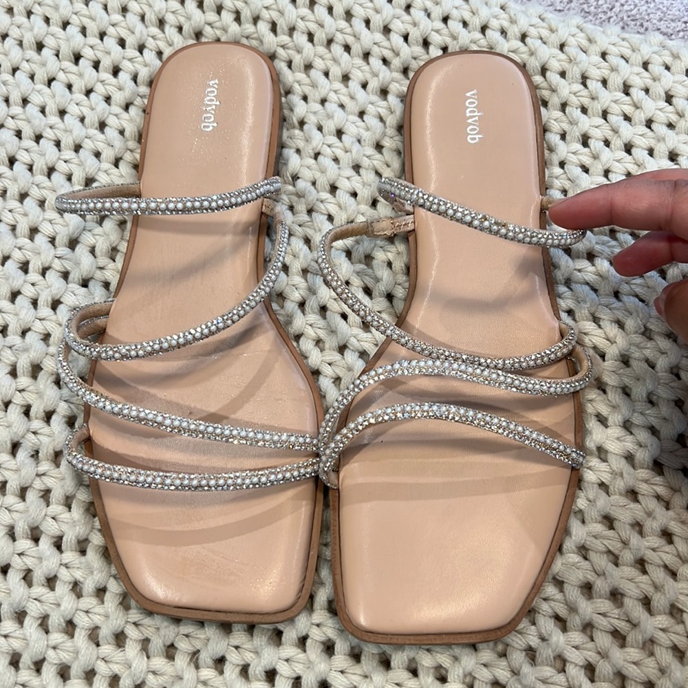 Wedding Sandals Pearl size 10 Square Toe